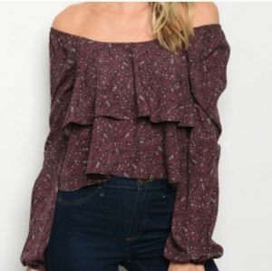 🌺SALE Plum floral ruffled top